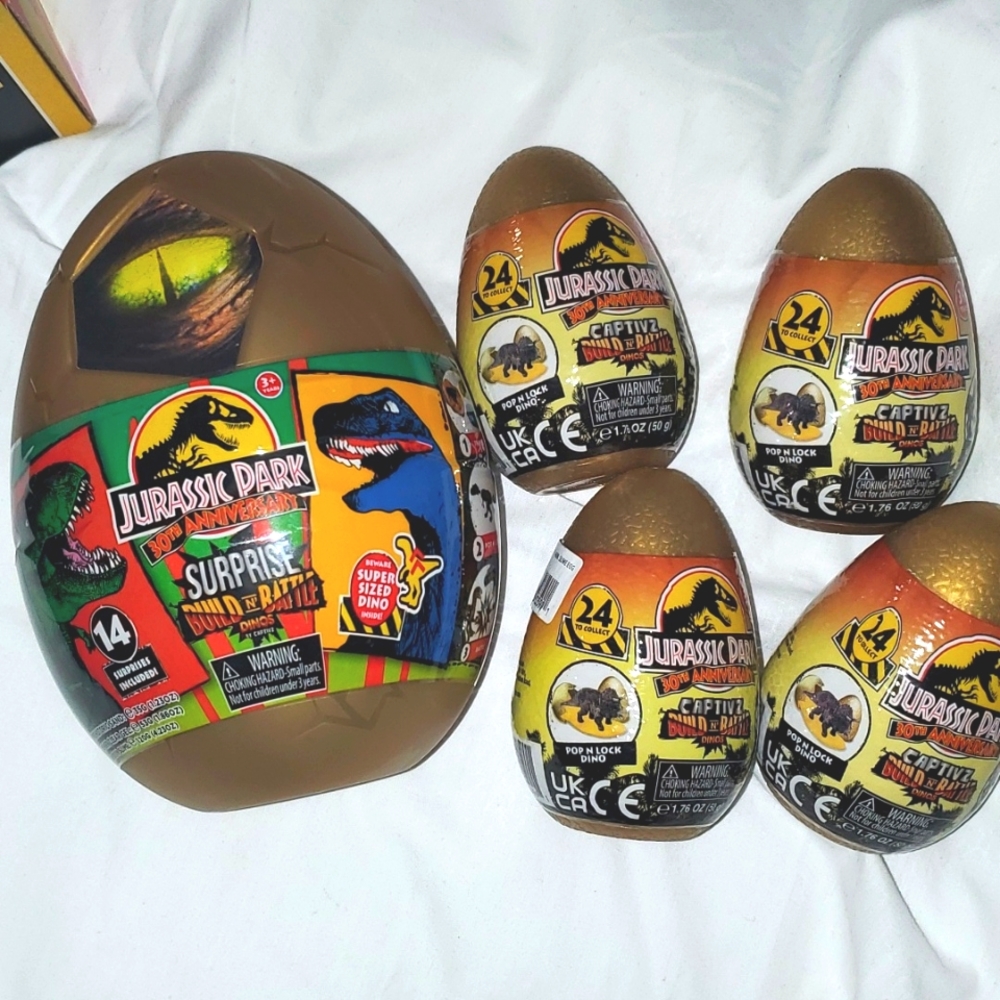 : Lot Of 5 Jurassic Park 30th Anniversary suprise captivz Build & Battle dinos